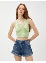 Koton Crop Top Barbell V-Neck