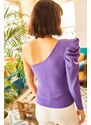 Olalook Women's Purple One-Shoulder Decollete Blouse