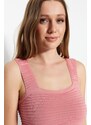 Trendyol Dried Rose Crop Knitted Blouse With Knitted Detail
