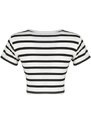 Trendyol Premium Black-Ecru Black Striped 2 Pack Viscose Crop Stretchy Knitted Blouse