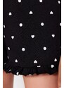 Trendyol Black 100% Cotton Polka Dot and Heart Patterned Ruffle Detailed Knitted Overalls