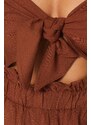 Trendyol Brown Woven Tied 100% Cotton Linen Look Jumpsuit