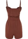 Trendyol Brown Woven Tied 100% Cotton Linen Look Jumpsuit