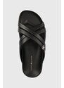 Kožené pantofle Tommy Hilfiger STRAP FEMININE SANDAL dámské, černá barva