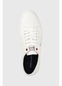 Tenisky Tommy Hilfiger CORE CORPORATE VULC CANVAS pánské, bílá barva, FM0FM04560