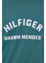 Tričko Tommy Hilfiger x Shawn Mendes tyrkysová barva, s potiskem