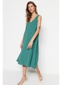 Trendyol Green Relaxed Fit Midi Textured Woven Dress