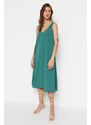 Trendyol Green Relaxed Fit Midi Textured Woven Dress