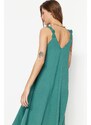 Trendyol Green Relaxed Fit Midi Textured Woven Dress