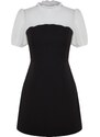 Trendyol Black Mini Woven Ecru Collar Detailed Woven Dress