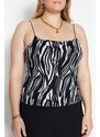 Trendyol Curve Black Strap Patterned Knitted Crop Blouse