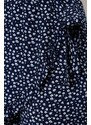 Trendyol Curve Navy Blue Floral Patterned Woven Tied Shorts Skirt