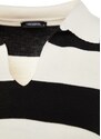 Trendyol Black Crop Polo Neck Základní pruhované pletené tričko