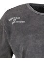 Trendyol Anthracite 100% Cotton Faded Effect Printed Crop Crew Neck Knitted T-Shirt