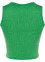 Trendyol Green Shirred Detail Fitted/Simple Crop Crew Neck Stretchy Cotton Knitted Blouse