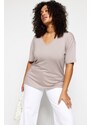 Trendyol Curve Mink Collar Detailed Knitted T-Shirt