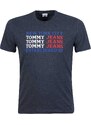 Tommy Hilfiger Modré tričko Tommy Jeans s plastickým potiskem