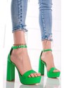 Belle Women Zelené sandály na hrubém podpatku Coraly