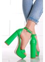 Belle Women Zelené sandály na hrubém podpatku Coraly