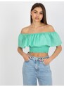 BASIC MINTOVÝ CROP TOP S VOLÁNEM -MINT