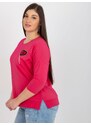 Fashionhunters Fuchsiová dámská halenka plus size s aplikací