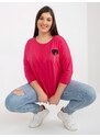 Fashionhunters Fuchsiová dámská halenka plus size s aplikací