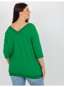 Fashionhunters Zelená plus size halenka s výstřihem na zádech