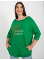 Fashionhunters Zelená plus size halenka s výstřihem na zádech