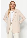 Trendyol Cream Woven Lined Single Button Back Detailed Jacket