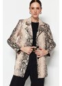 Trendyol Beige Animal Patterned Jacket Coat