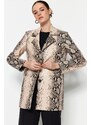 Trendyol Beige Animal Patterned Jacket Coat