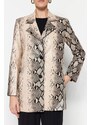 Trendyol Beige Animal Patterned Jacket Coat