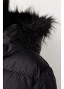 Trendyol černý nadměrný kožešinový kabát s kapucí
