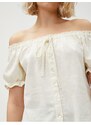 Koton Off-the-Shoulder Shirt with Linen Blend