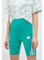 Kraťasy adidas dámské, zelená barva, s aplikací, high waist