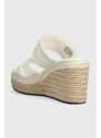 Pantofle Calvin Klein WEDGE 50HH - HE dámské, bílá barva, na klínku, HW0HW01498