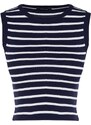 Trendyol Navy Blue Crop Striped Knitwear Blouse