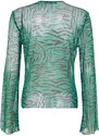 Trendyol Green Animal Patterned Lace-up Detailed Tulle Stretch Knitted Blouse