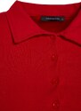 Trendyol Red Button Detail Fitted/Situated Crop Polo Neck Ribbed Stretch Knit Blouse