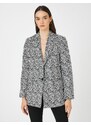 Koton Zebra Patterned Blazer Jacket with One Button