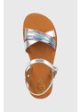 Dětské kožené sandály Pom D'api stříbrná barva