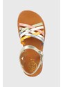 Dětské kožené sandály Pom D'api stříbrná barva