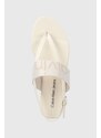 Sandály Calvin Klein Jeans FLAT SANDAL WEBBING dámské, béžová barva, YW0YW00956