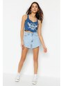 Trendyol Light Blue Denim Shorts