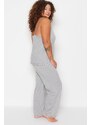 Trendyol Curve Plus Size Pajama Set - Gray - Plain