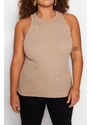 Trendyol Curve Mink Barbell Collar Basic Knitted Tank Top