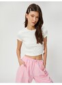 Koton Crop T-Shirt Crew Neck Short Sleeve Ribbed Cotton