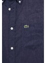 Plátěná košile Lacoste tmavomodrá barva, regular, s límečkem button-down