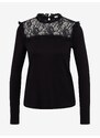 Orsay Černé dámské tričko s krajkovým detailem - Dámské