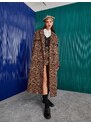 Koton Leopard Patterned Trench Coat Belt Detailed